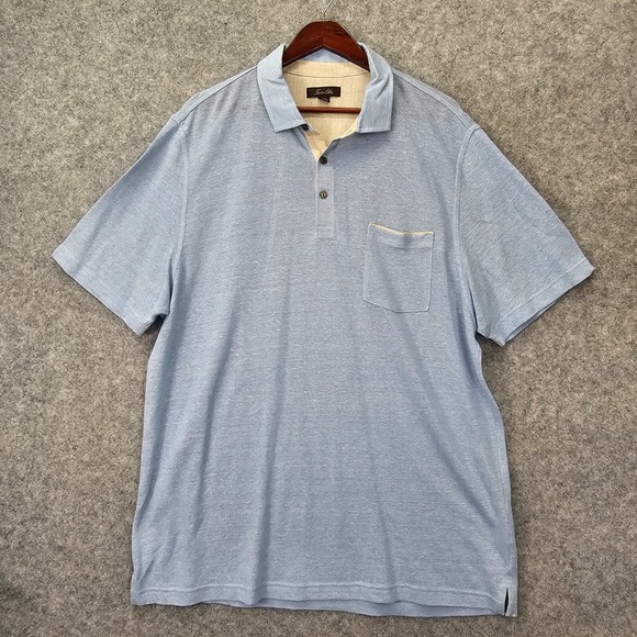 Polo Linen Shirt Mens XL Light Blue TASSO ELBA Dad Resort Prep Coastal Oversized - Picture 1 of 10